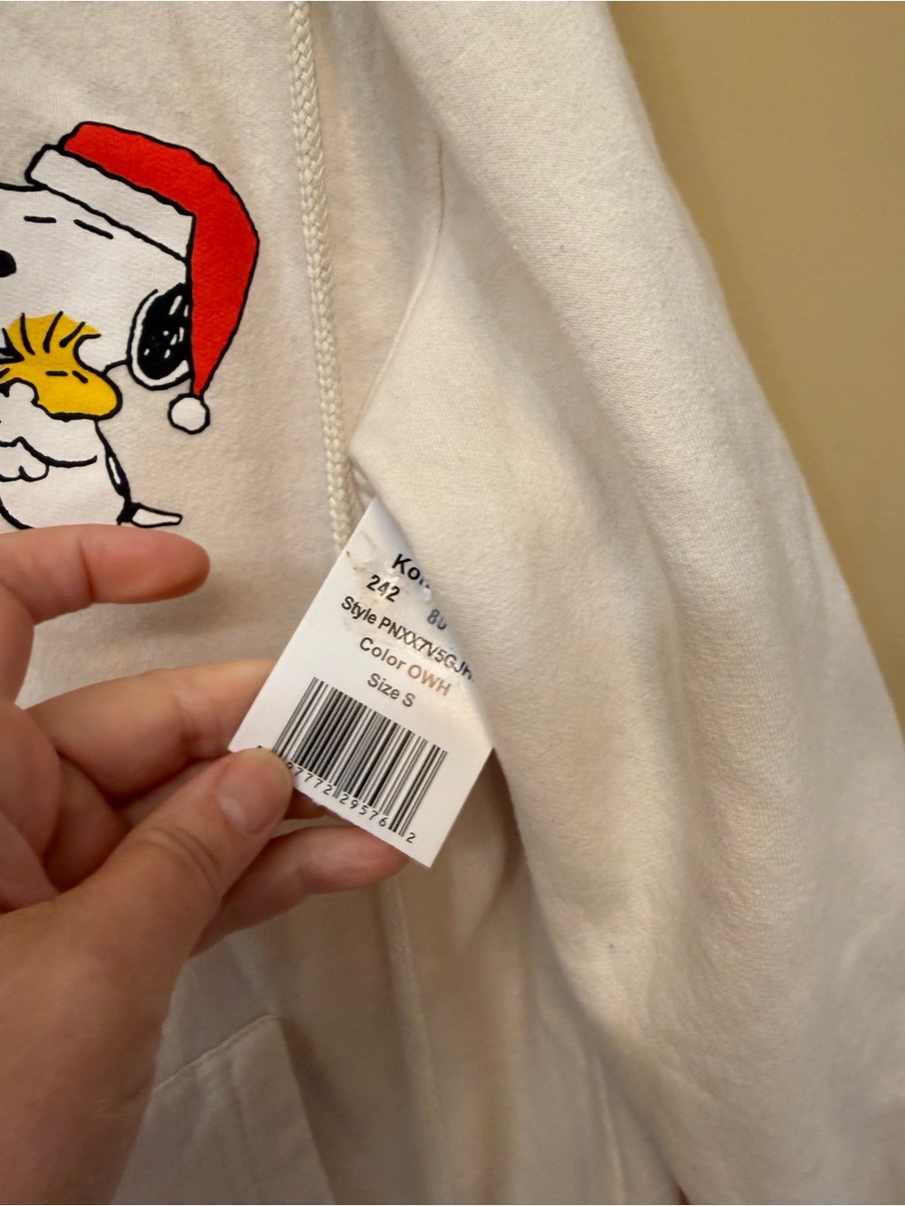 Peanuts Cream Zip-Up Hoodie with Snoopy & Woodstock Graphic - Picture 3 of 6